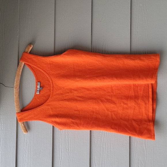 Neiman Marcus Orange Cashmere Sleeveless Sweater - Picture 1 of 11